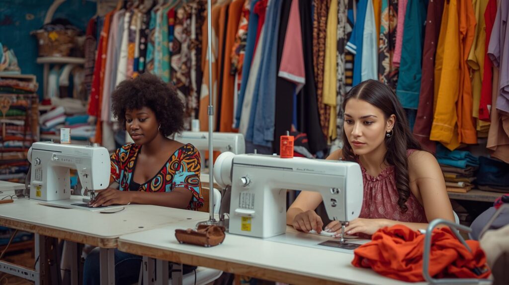 Atelier de couture avec des élèves
